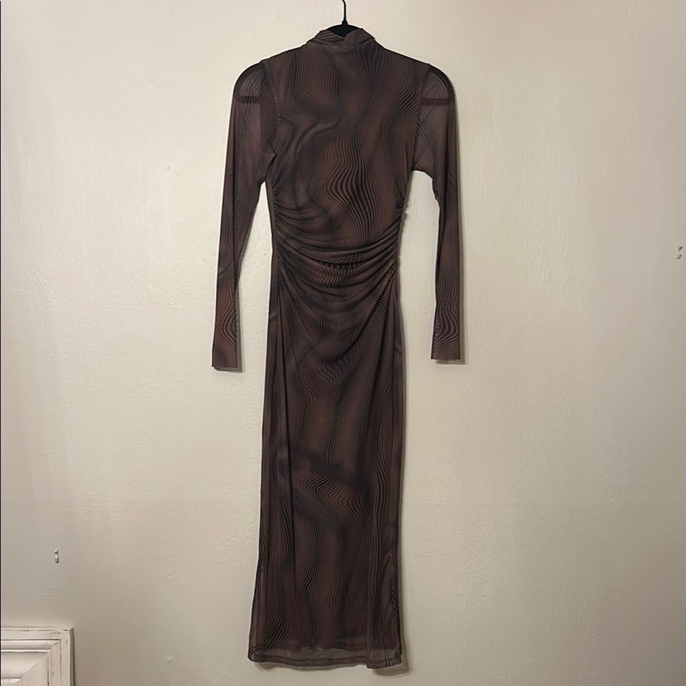 Zara Elegant Brown Long Sleeve Dress